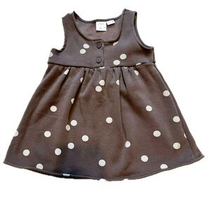 Zara Kids Fleece Lined Dress in Brown with White Dots Size 3-4